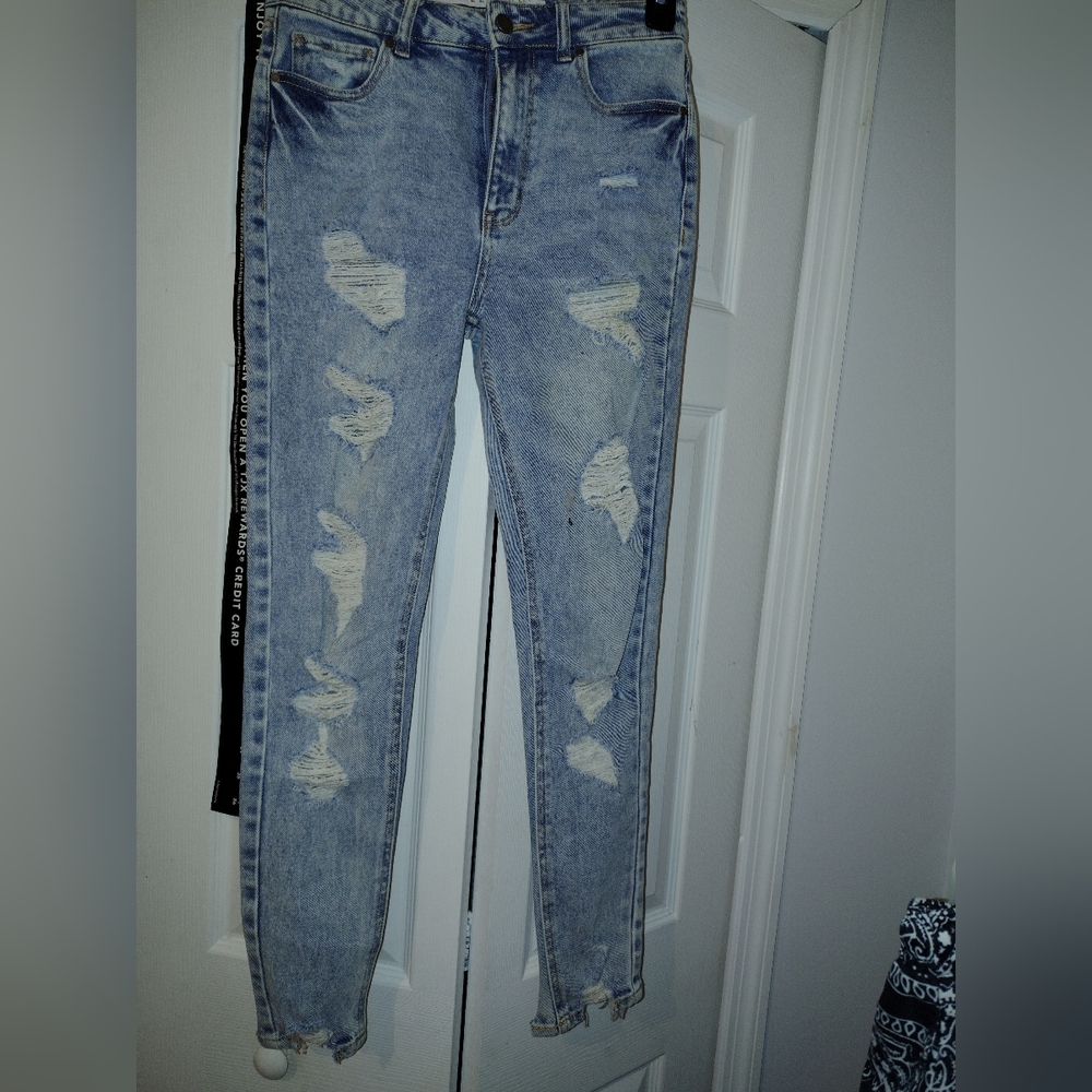 Distressed Light Blue Women's Jeans Japanese Selvedge Denim Rare Stone Wash